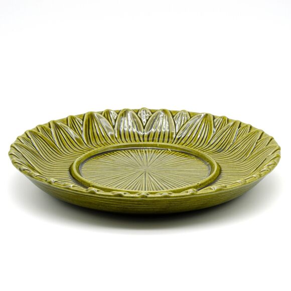 MCM Art Pottery Retro Vintage Olive Green Sunflower Platter Limited Edition Mint - Picture 1 of 4